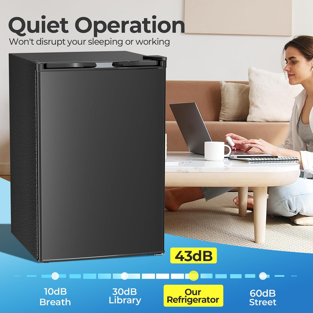 4.5 Cu.Ft Mini Fridge with Freezer, Compact Refrigerator with Reversible Single