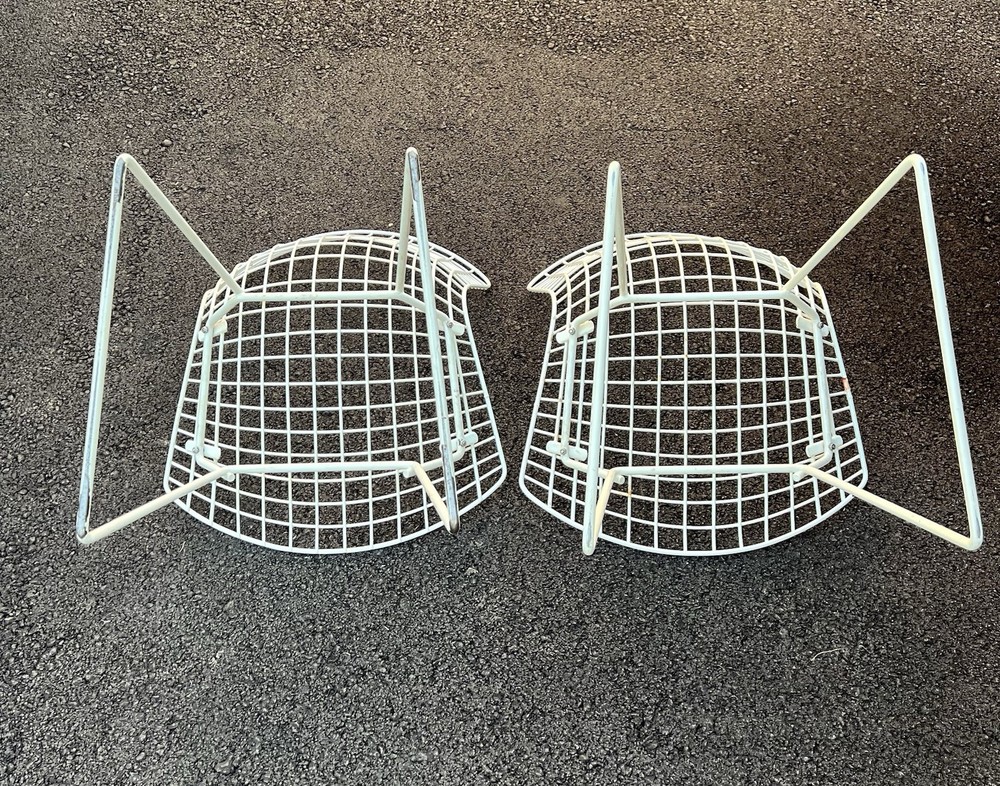 MCM Authentic Harry Bertoia KNOLL Rubberized White Wire side Chairs