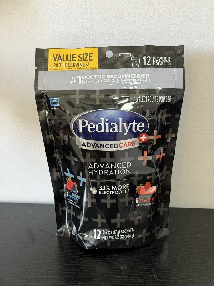 Pedialyte ADVANCEDCARE + ADVANCED HYDRATION 33% MORE ELECTROLYTES 12 Packets