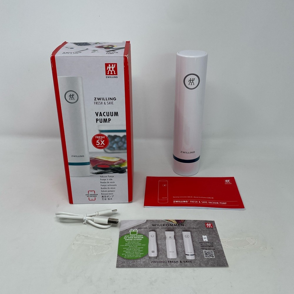 ZWILLING Fresh & Save Handheld Vacuum Pump White, Rechargeable USB