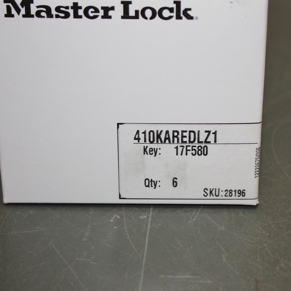 (20) Master Lock Lockout Padlocks 410KAREDLZ1, Keyed Alike, Red Plastic, Pad