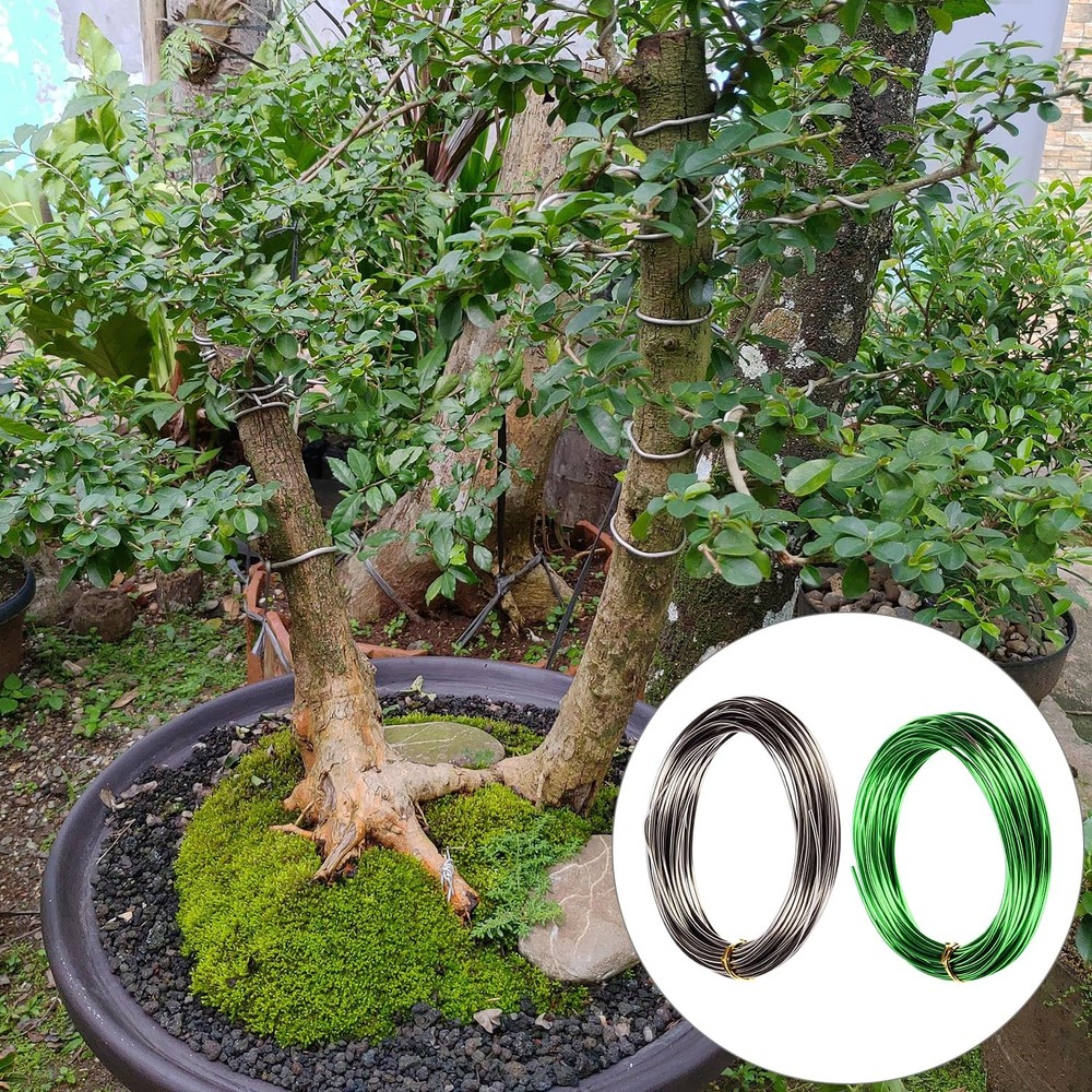 QWORK Bonsai Training Wire Set 5 Rolls Aluminum Wire with Cutter