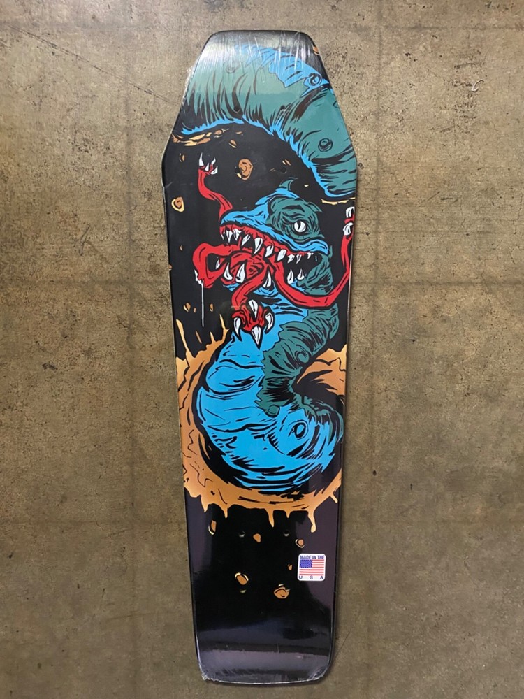 Coffin Shaped skateboard mini deck, Goth TREMORS WORM HORROR