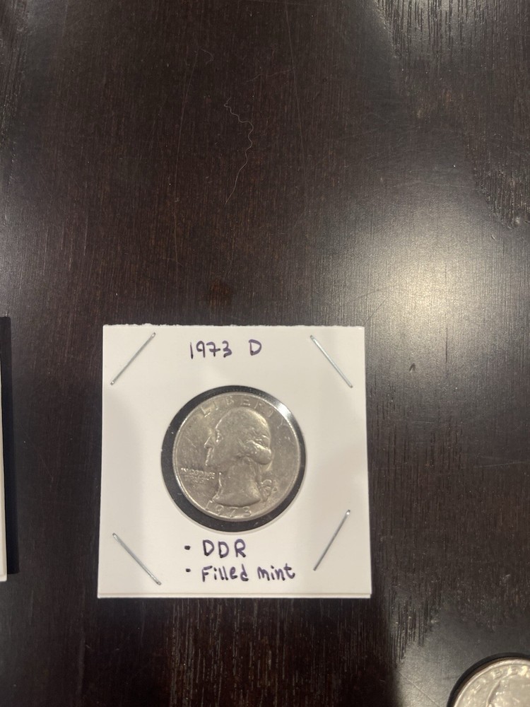 1973-D Quarter. OBVIOUS DDR DOUBLE DIE and Filled Mint ERROR