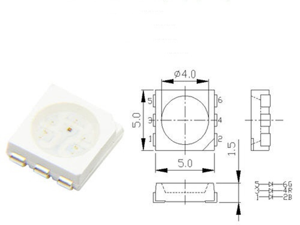 50pcs Blue SMD LED Light Emitting Diode 5050 5x5mm