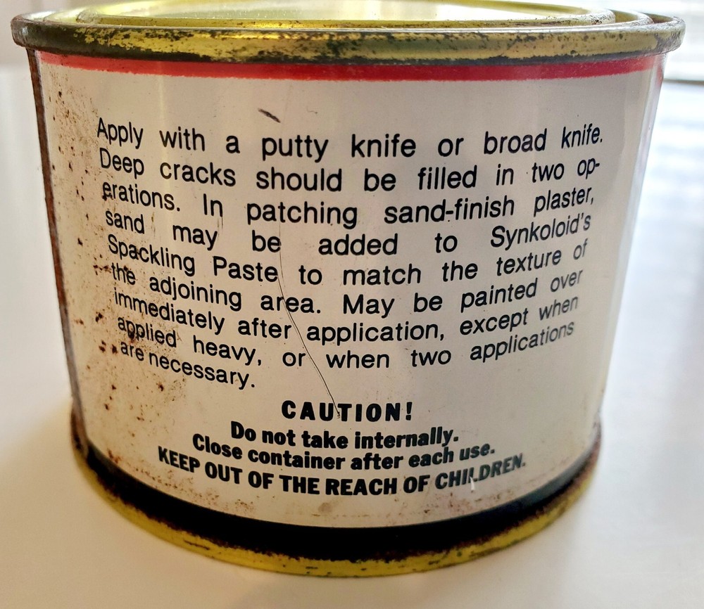 SYNKOLOID'S SPACKLING PASTE FULL CAN VINTAGE COLLECTIBLE