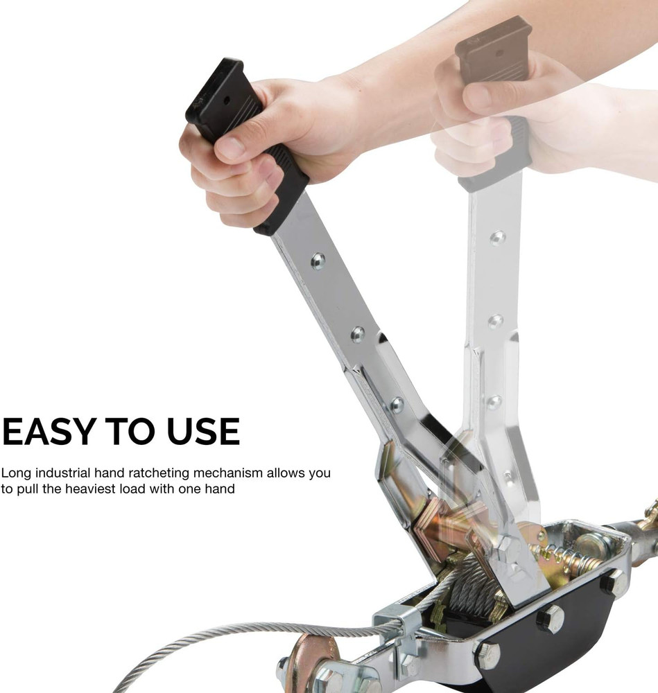 02256A Come along Winch, 5-Ton (10,000 Lbs) Pulling Capacity, 10Ft, 3 Hook