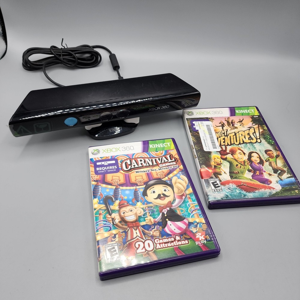 Microsoft Xbox 360 Kinect Sensor Bar - Black 1414 - Kinect Adventures + Carnival