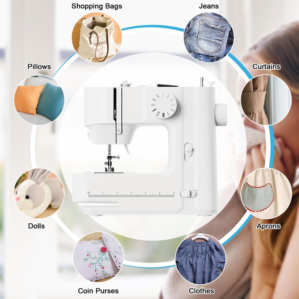 Sewing Machine, Machines for Beginners with Lights, large, White-1