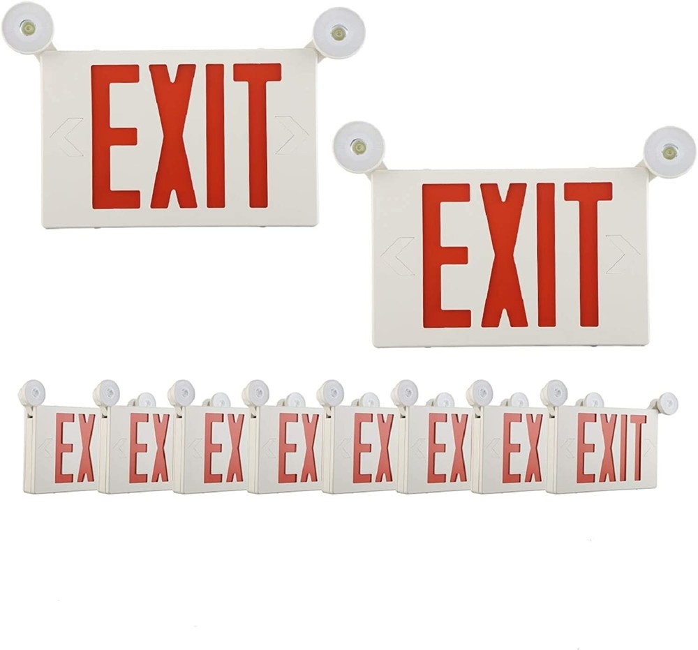 UL924 Listed -10 PACK  Red led Emergency Exit Light Sign with Battery Backup Set