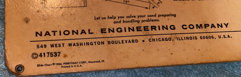VINTAGE 1966 SIMPSON CASTING WEIGHT SLIDE CHART CALCULATOR Used