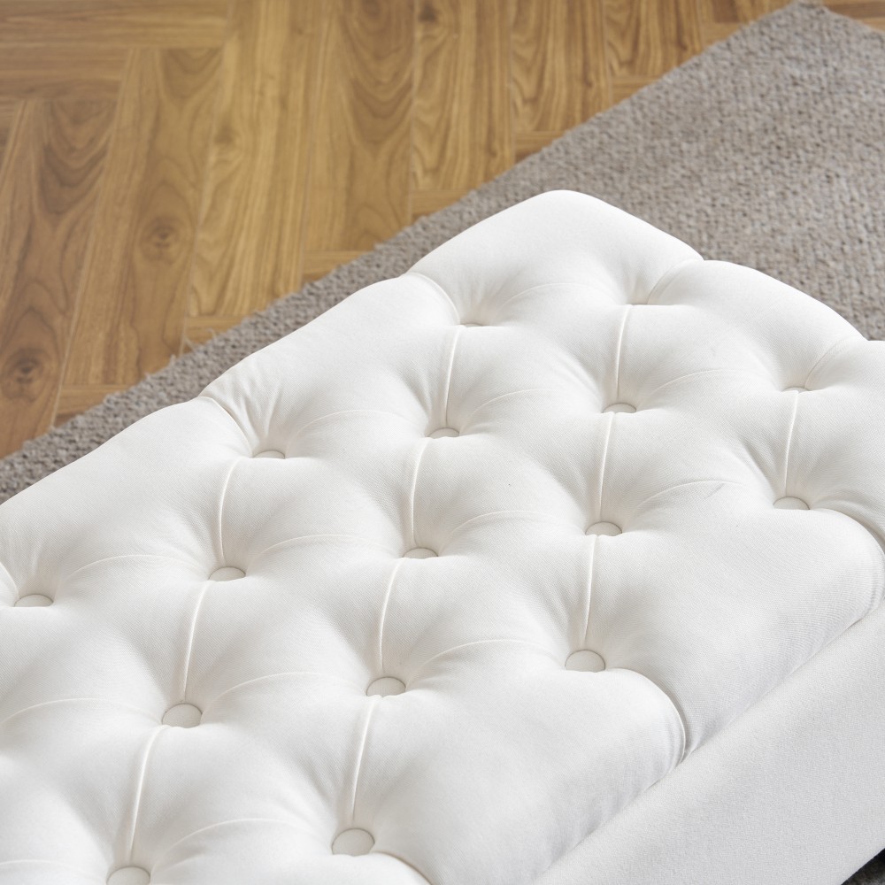 Light Gray Storage Ottoman Bench, Button Tufted Diamond Stitch Extra Seating