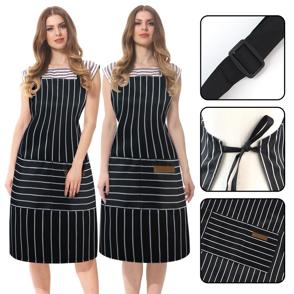 2 Pack Apron - Unisex, Adjustable Bib Kitchen Apron, Cooking Apron, Aprons fo...