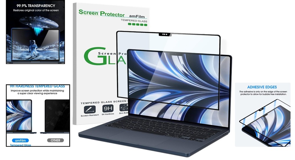 Bubble-Free Installation Tempered Glass Screen Protector for MacBook Air 13.6"