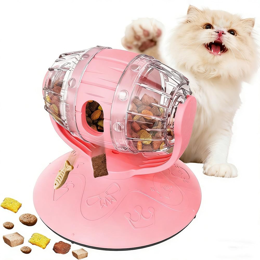 Cat Slow Feeder ,Beer Barrel Interactive Feeder for Cats,Interactive Stimulat...
