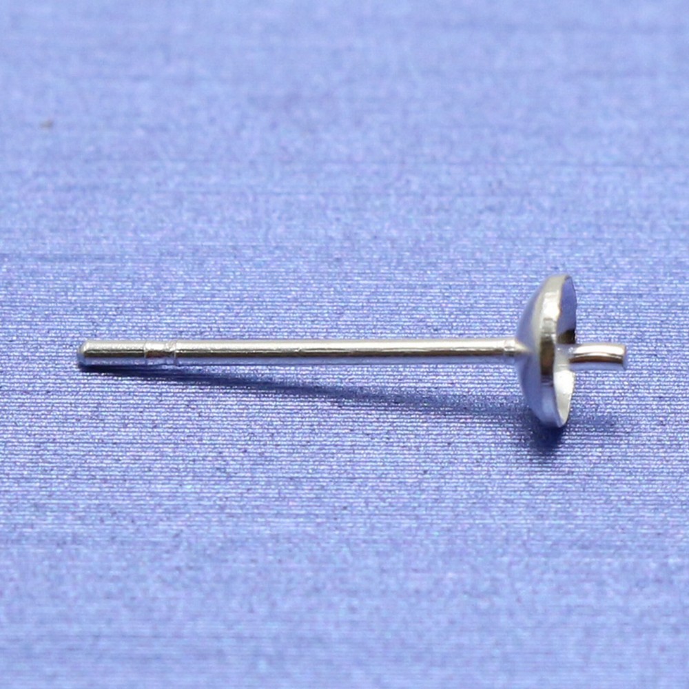 100 pcs Silver 4mm Blank Cup Peg Ear Post Pin Earring Stud with Stopper Brass
