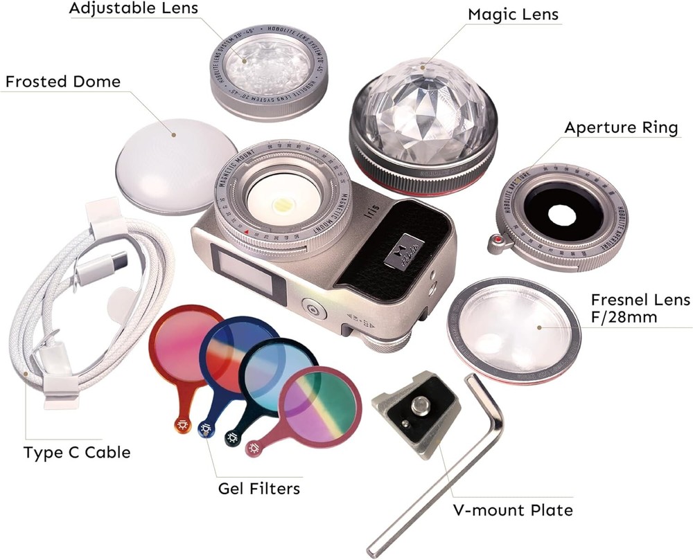 Hobolite Iris LED Video Light Creator Kit with LCD Display, App Control