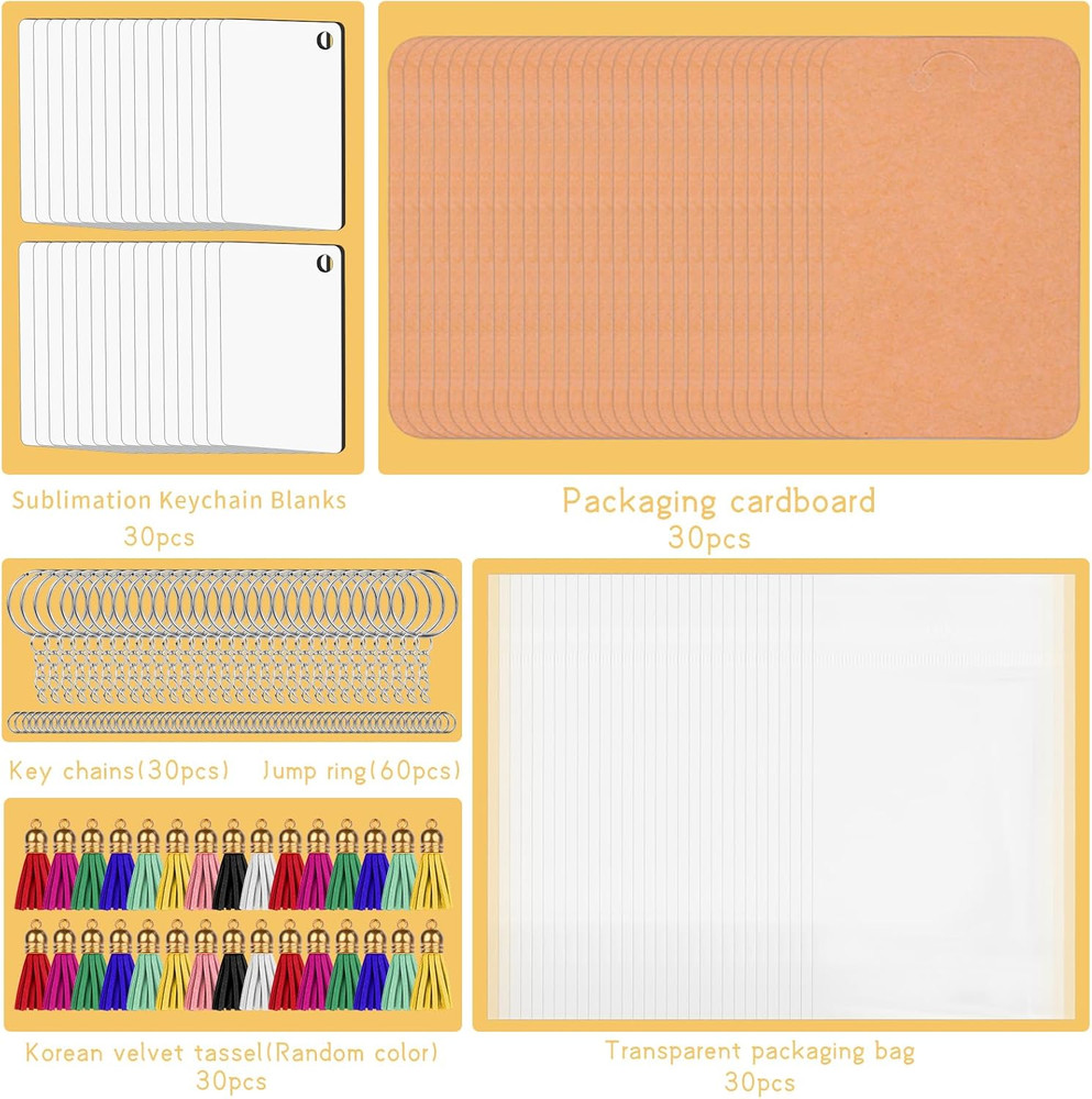 Sublimation Keychain Blanks Bulk, 180PCS Rectangle Sublimation Blanks, MDF Keych