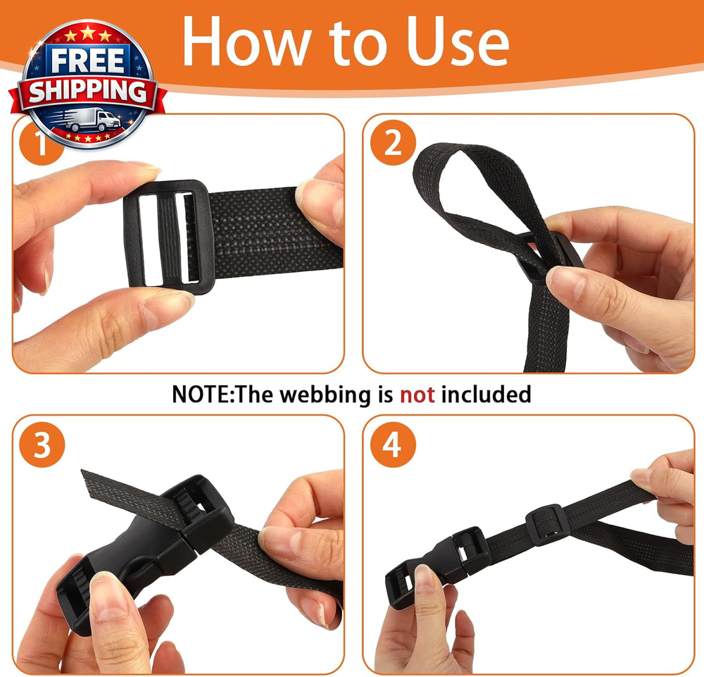 6-Pack Heavy Duty Quick Release Buckles + 12 Strap Clips for Versatile Use