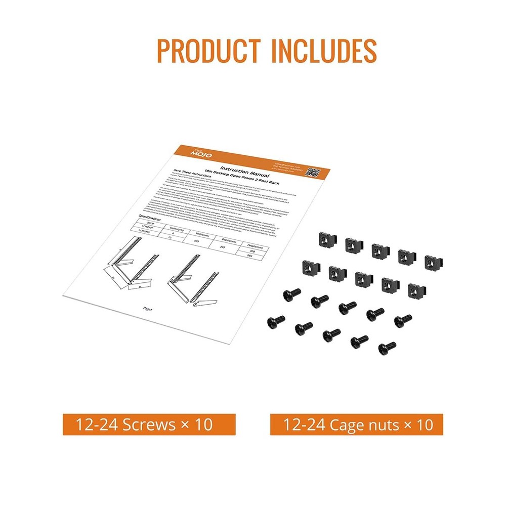 2 Post 12U Desktop Server Rack Small Open Frame Rack for 19in AV/Data/Audio/S...