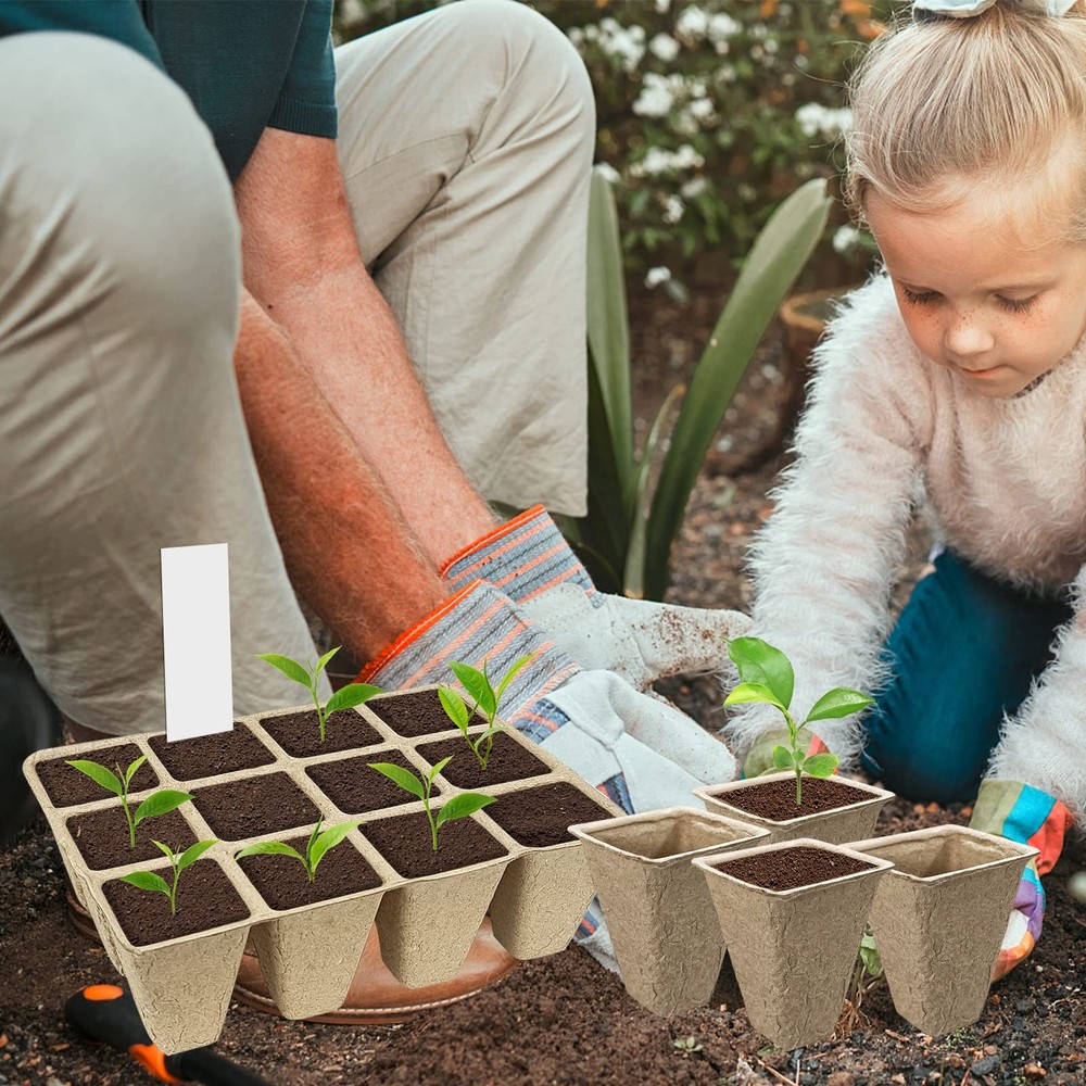 20 Pack Peat Pots, 240 Cells Biodegradable Seedling Starter Trays, Peat Pots ...