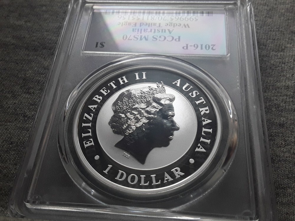 2016-P AUSTRALIA $1 MS70 WEDGED TAILED EAGLE DAVID HALL SIGNED PCGS CERTIFIED