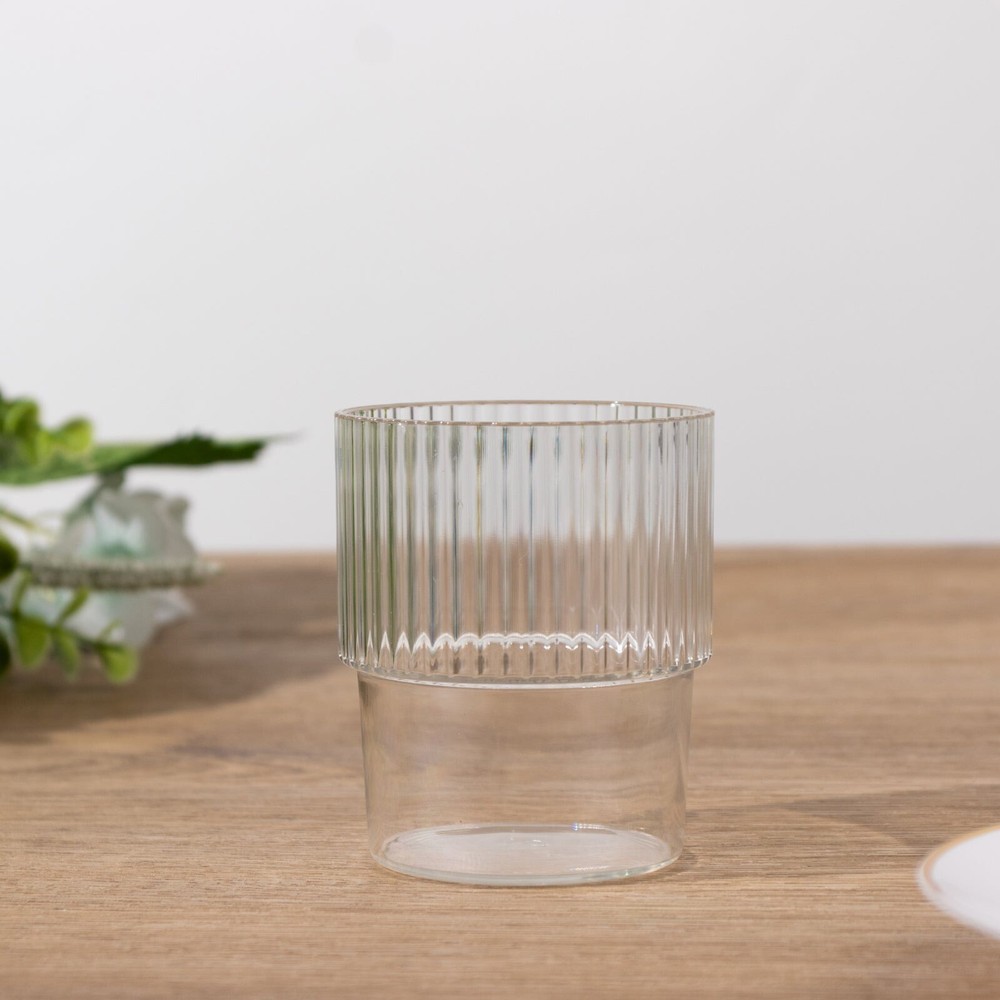 12 Clear Stackable Ribbed Reusable Plastic cups Centerpieces Decorations