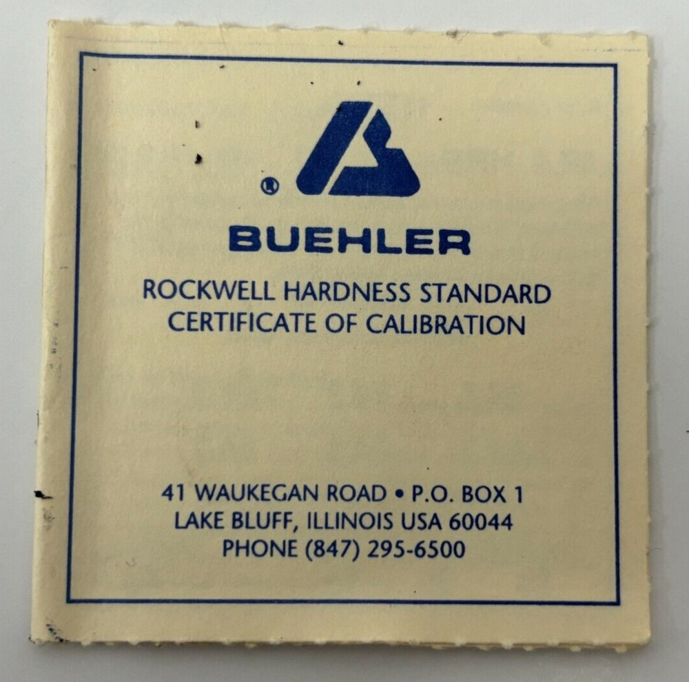 BUEHLER HARDNESS CALIBRATION TEST BLOCK 117790