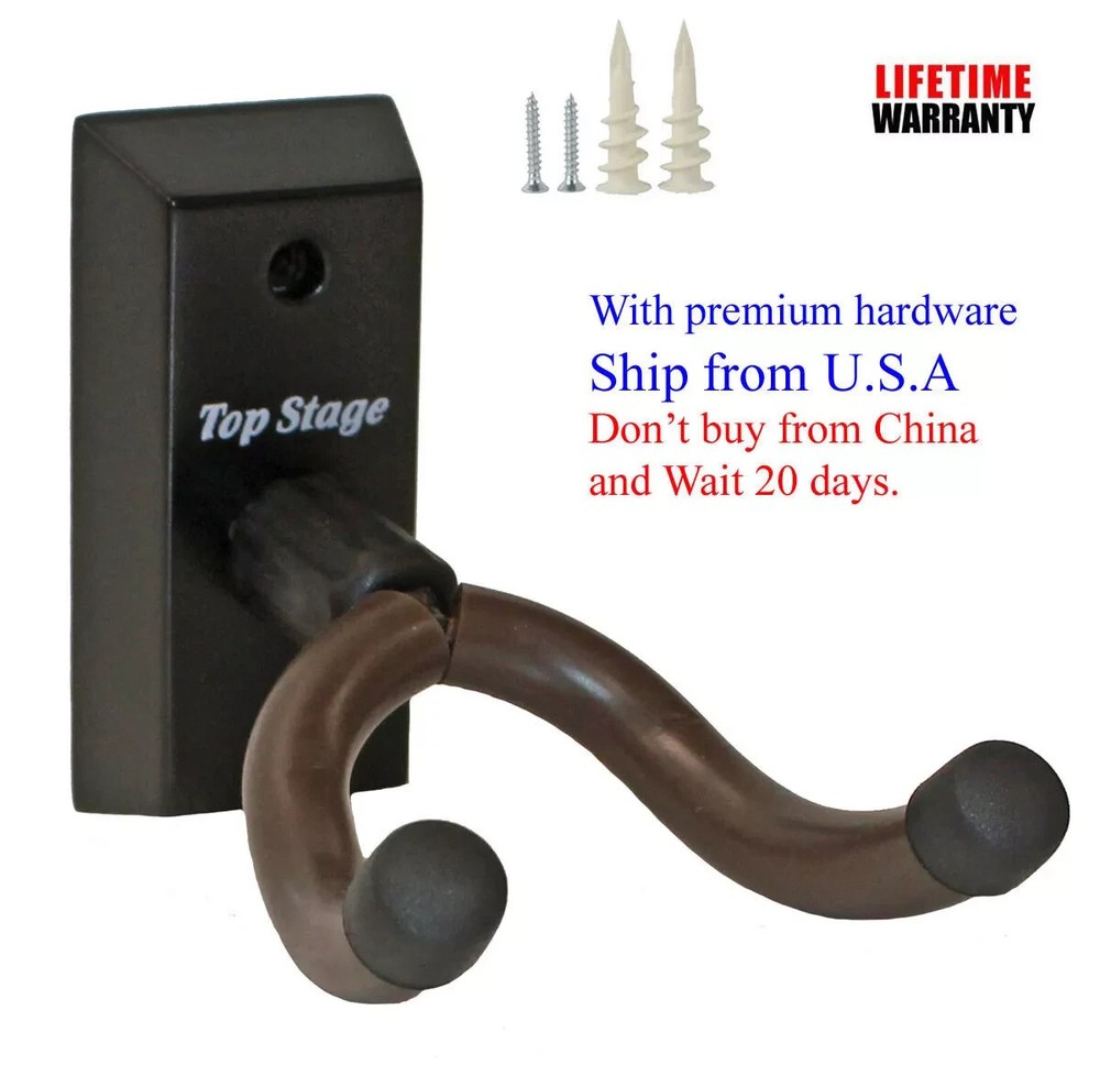 10 Hangers, GUITAR HANGER HOOK HOLDER WALL MOUNT DISPLAY STAND BLACK