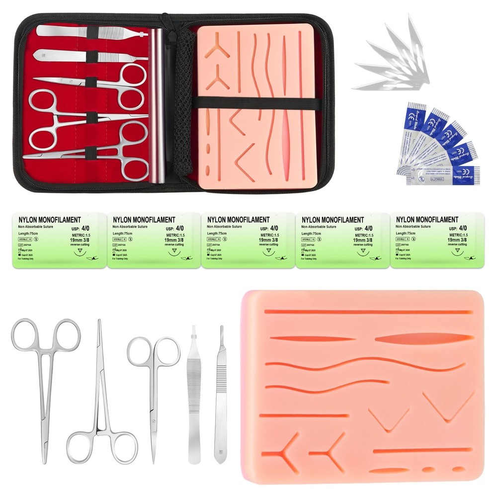 Suture Practice Kit - Silicone Suturing Pad & Wound Closure Trainer for Nursing