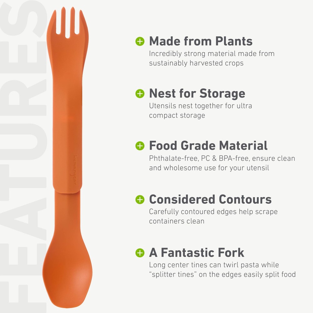 GoBites Duo Travel Silverware Portable Fork Spoon Reusable PC BPAFree