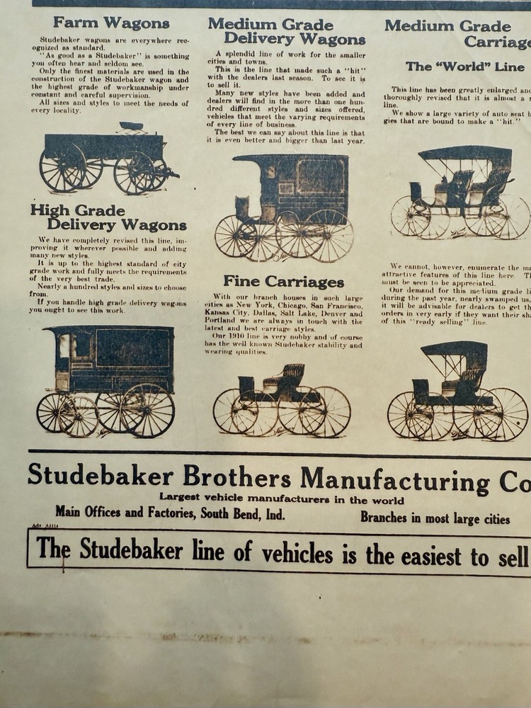Studebaker Various Year Advertising 1965 1870 1910 Ephemera