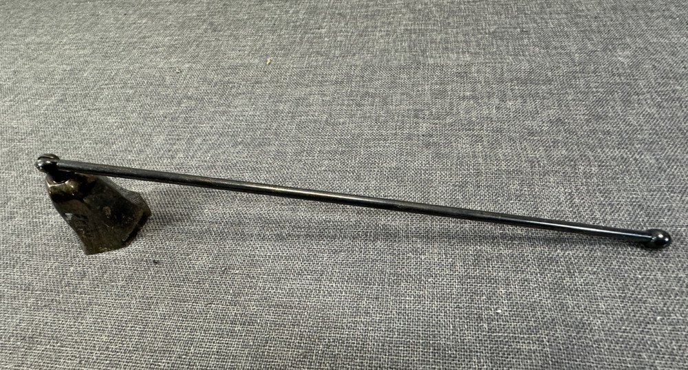 Long Handle Pivoting Vintage Silver plate Candle Snuffer 12" hexagonal bell