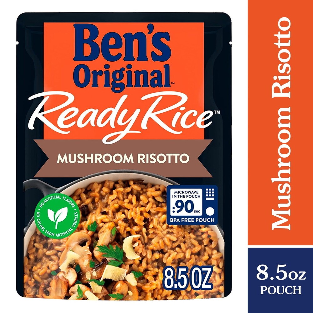 6 pack Ready Rice Mushroom Risotto Flavored Rice Easy Dinner Side 8.5 oz Pouch