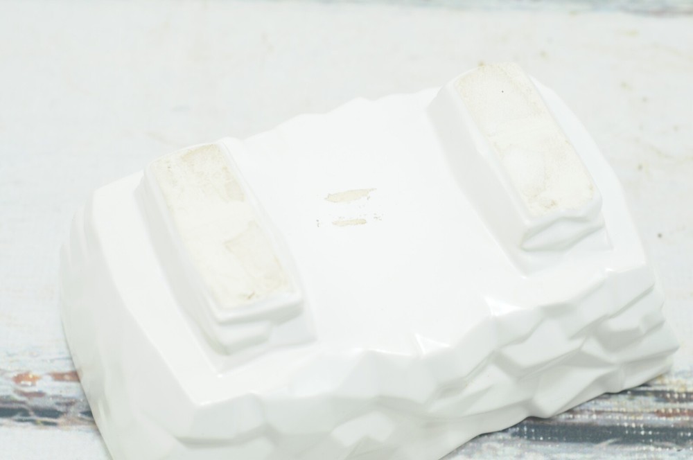 Vintage . McCoy Geometric Pottery White Rectangular Window Box Planter Flower #2