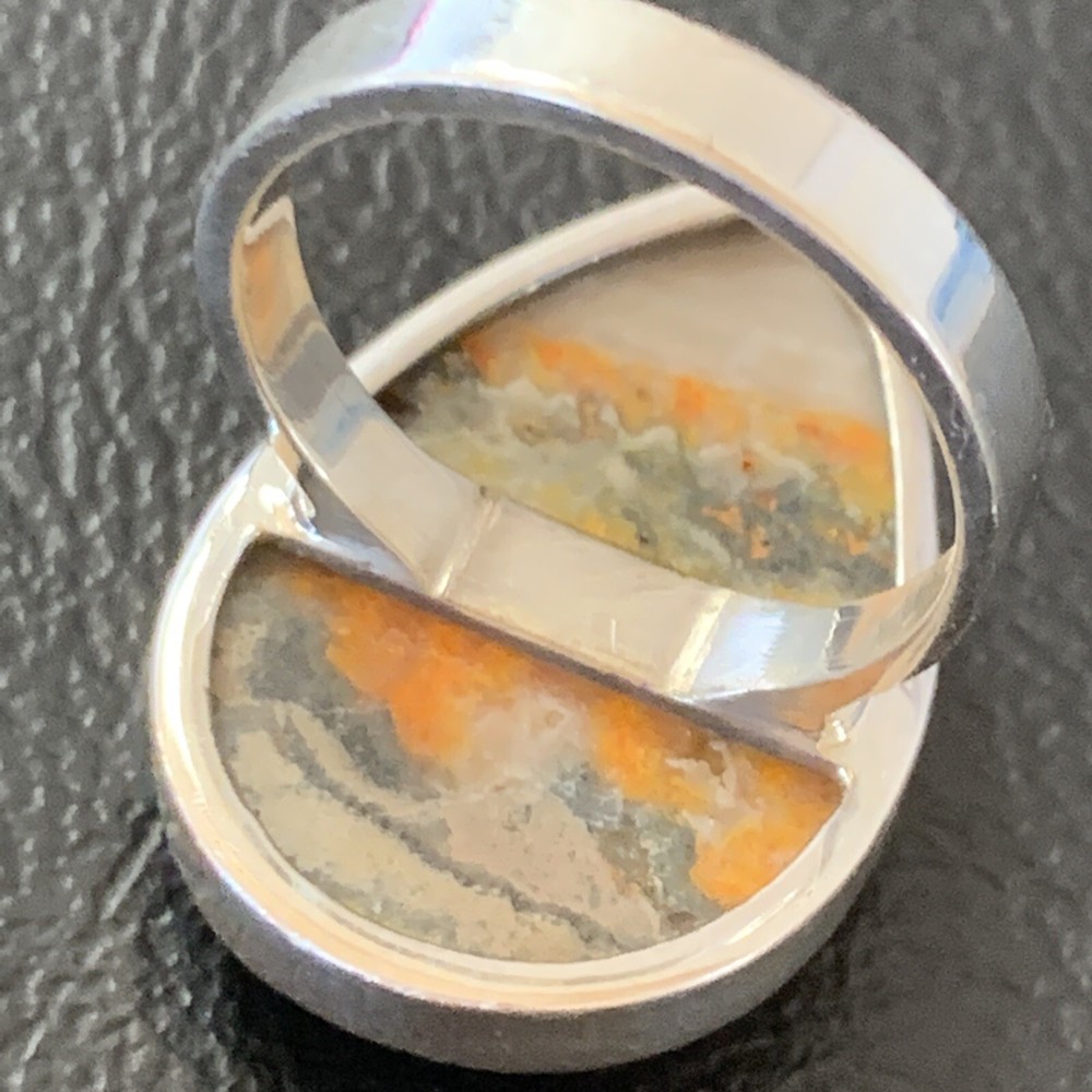 Bumble Bee Jasper Navajo Sterling Silver Ring Size 8 Adjustable 11546