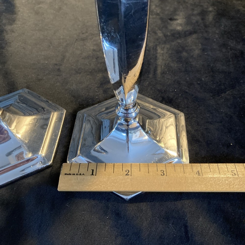 Homan Silverplate Candlesticks Candle Holders Hexagonal Base Model 1161