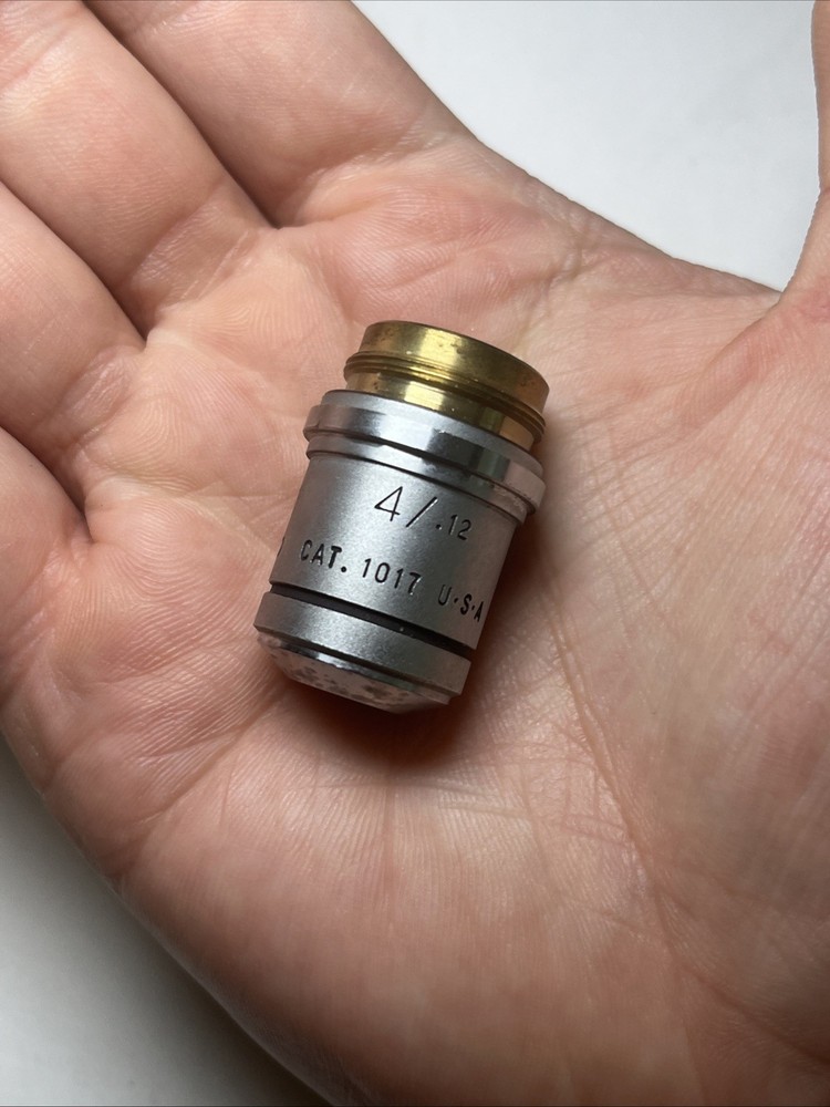 AO Spencer Microscope Objective PLAN ACHRO 4/.12 1017 Used