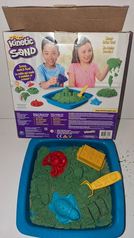 Kinetic Sand Set By Spin Master, Green & Brown Sand Mixed Used