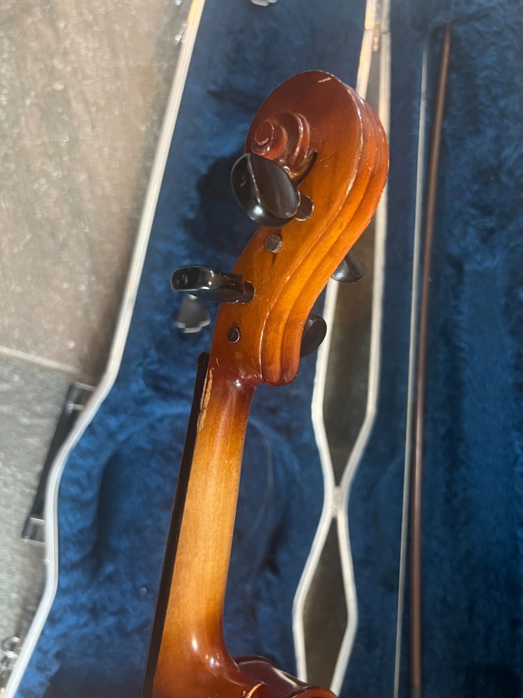 Violin with case and bow, full size.