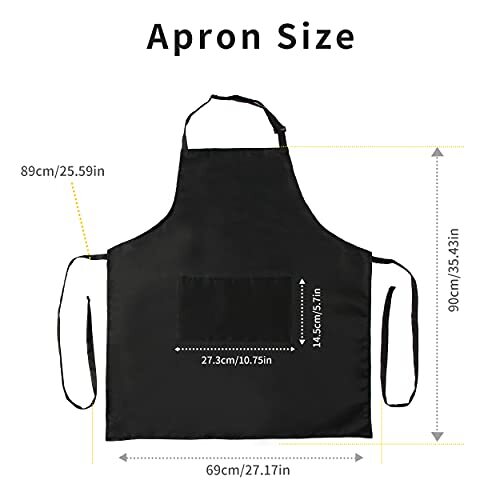 Pack Adjustable Bib Apron Waterdrop Resistant Apron with 4 Polyester-black