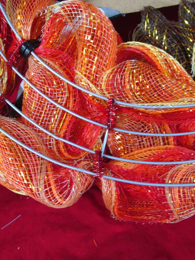 Fall Bubble Cruffle Deco Mesh Ribbon Wreath