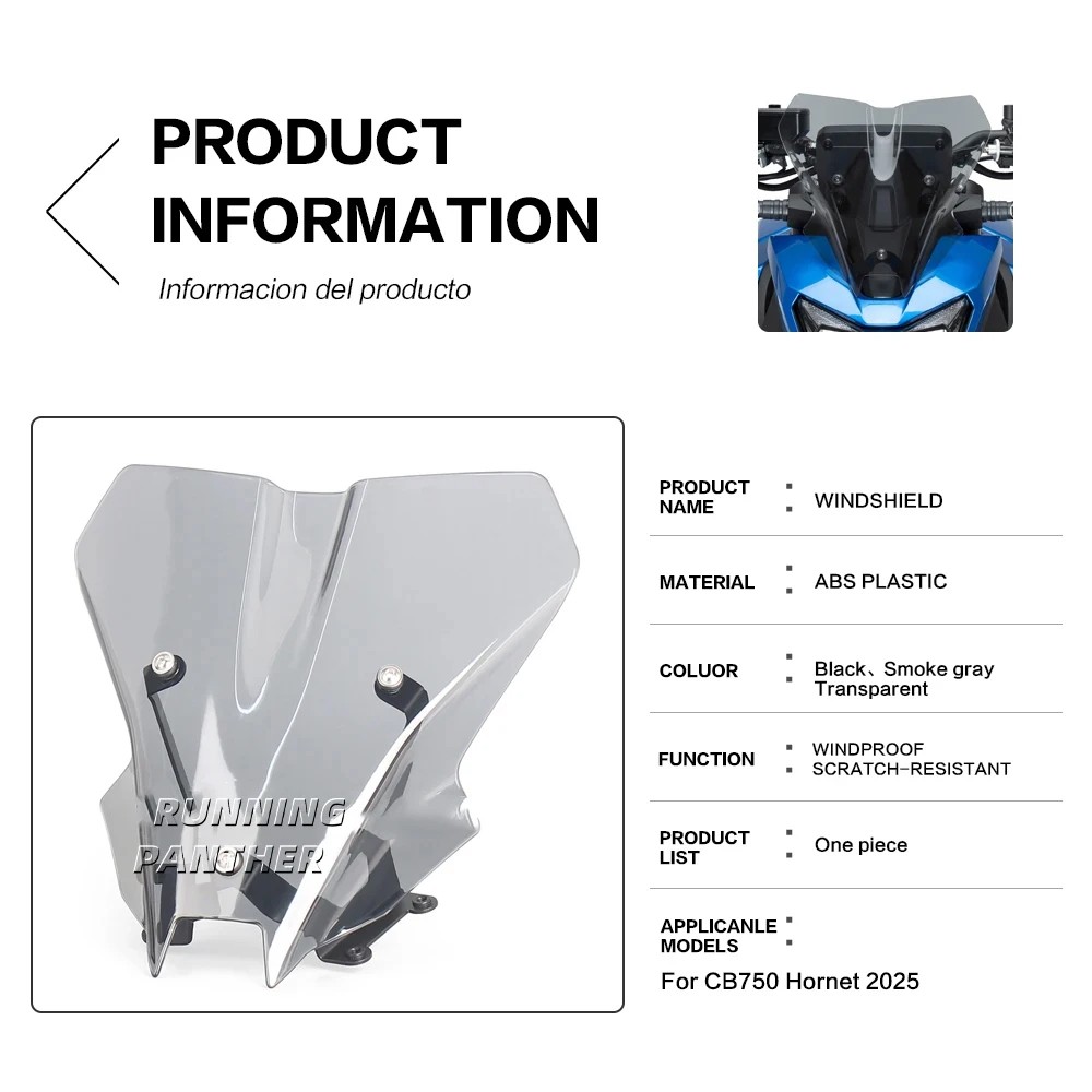 For Honda CB750 Hornet Windshield Windscreen Wind Screen Deflectors Viser Visor