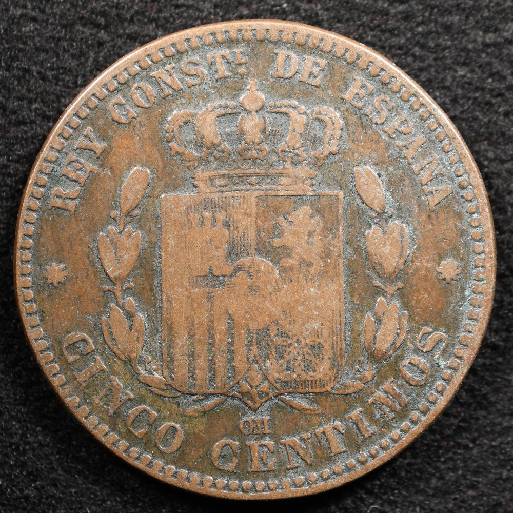 Spain 5 Centimos 1877, Coin, Inv#I578