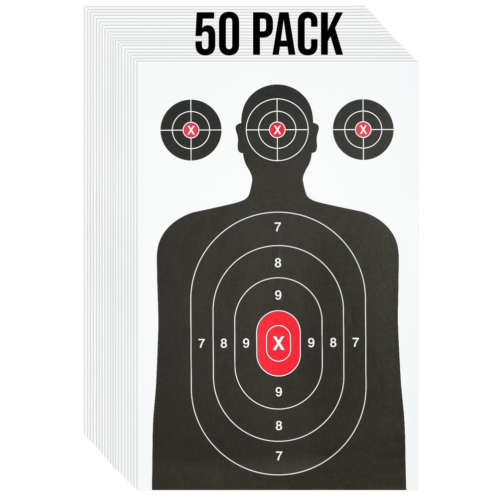 50 Pack Paper Shooting Target for Gun Range - Silhouette Large, 50