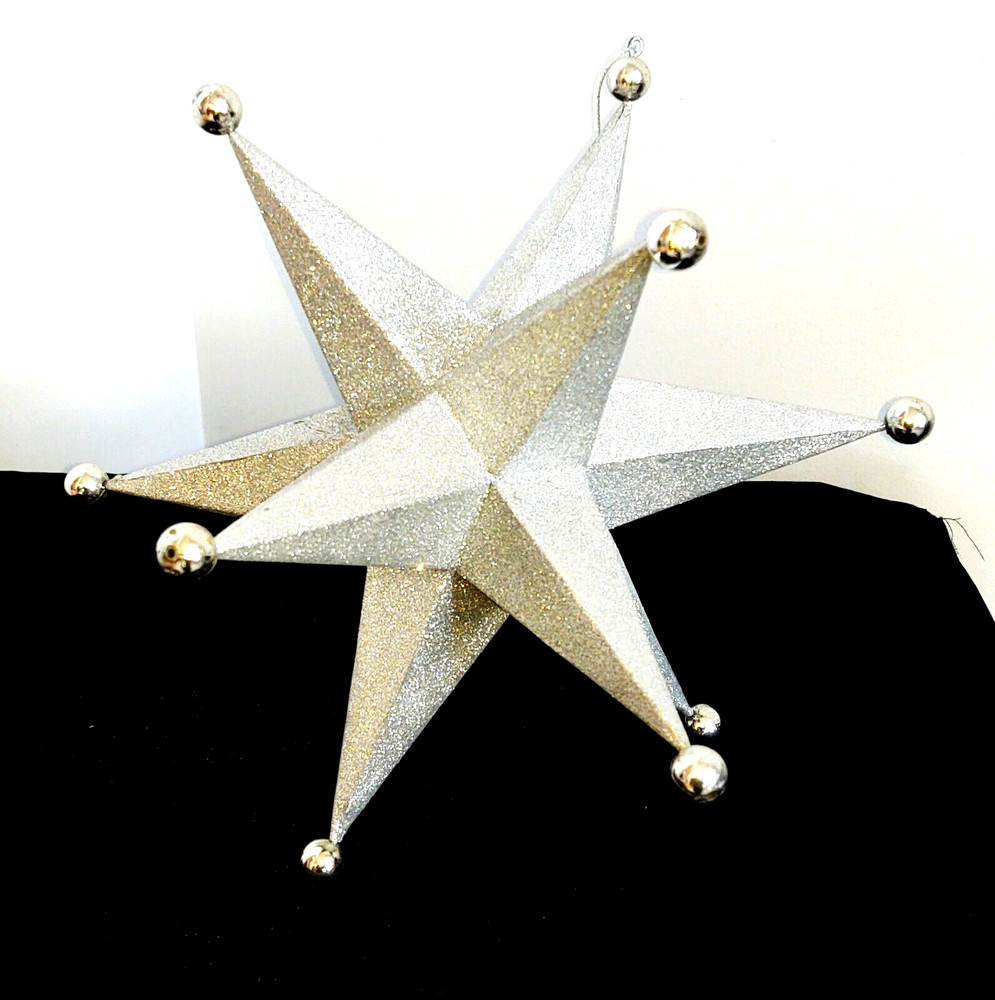 LARGE SILVER MORAVIAN STAR~ HANGING OR TABLETOP