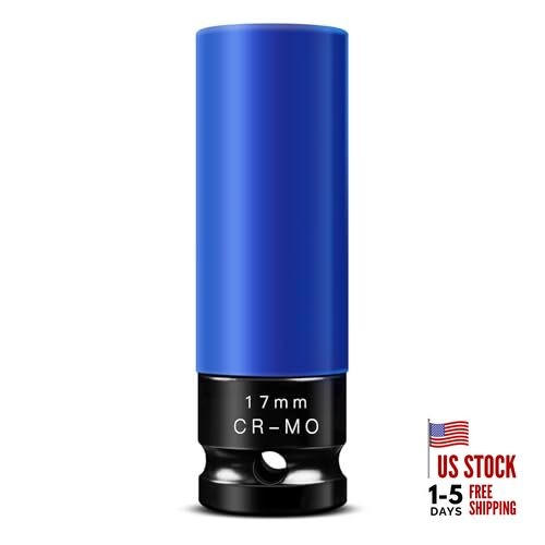17mm 1/2" Drive Wheel Protector Impact Socket, Non-Marring Lug Nut Thin Wall