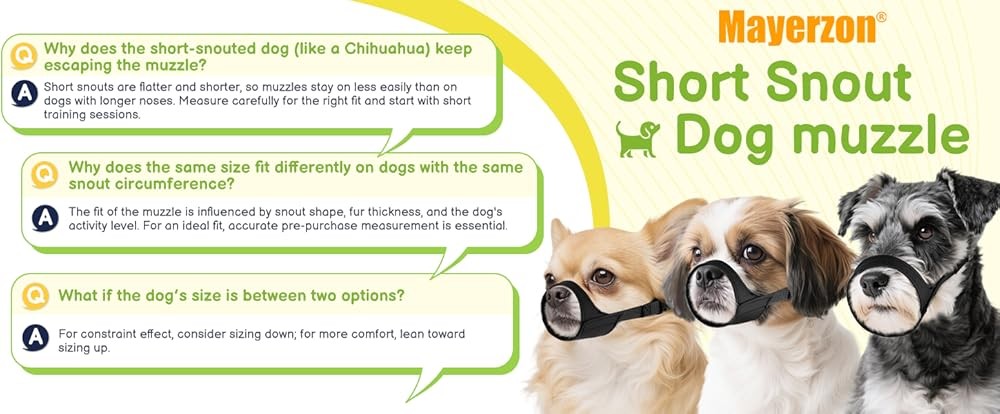 Short Snout Dog Muzzle for Small Medium Dogs, Soft & Sturdy