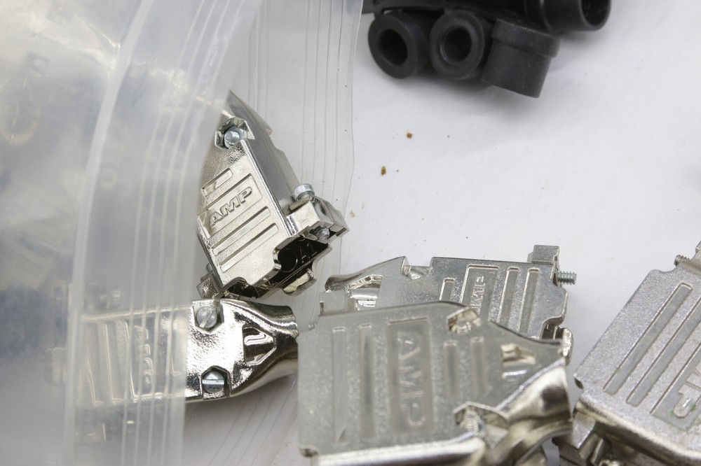 (~100) Assorted AMP D-shape Connector Shells w/Hoods and Gaskets - MOST NEW