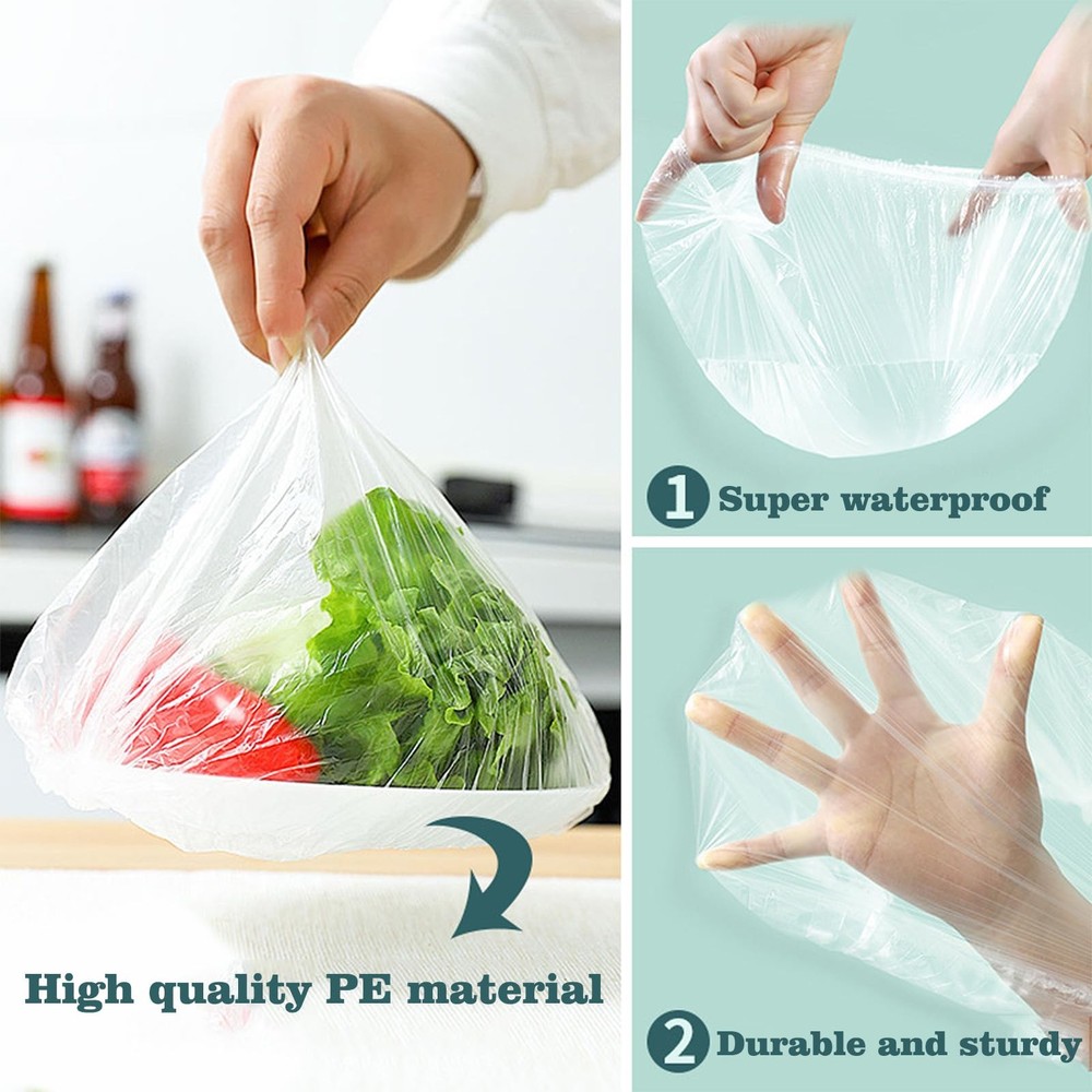300pcs Reusable Elastic Food Covers - Universal Stretchable Large, Clear